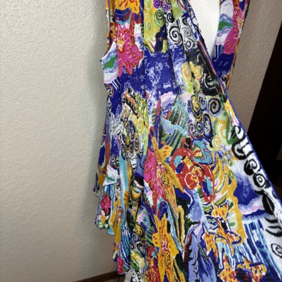 Pleats Collection Red Yellow Art To Wear Open Front Cardigan Vest Womens Size XL - Picture 6 of 9